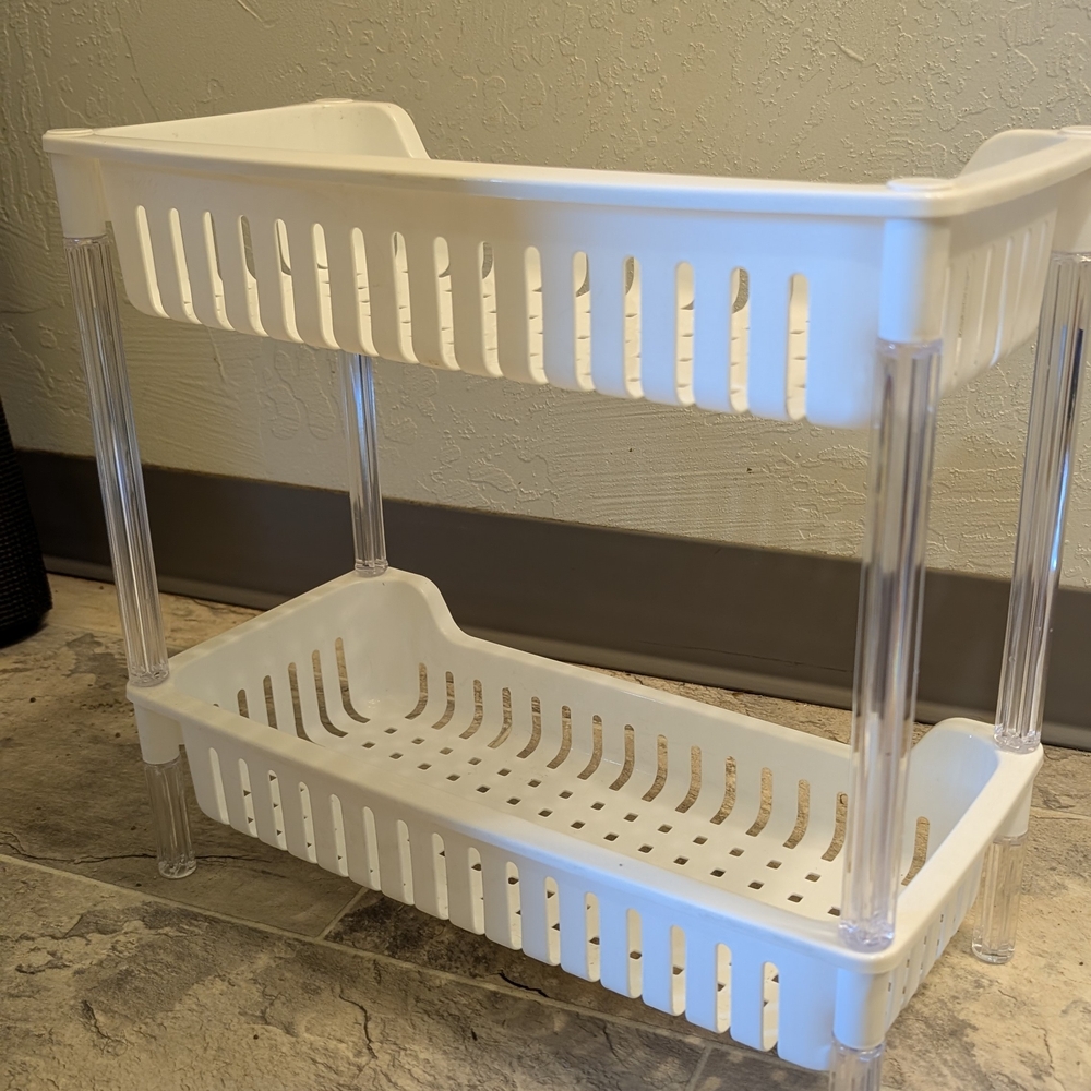 White Two-Tier Bathroom Organizer